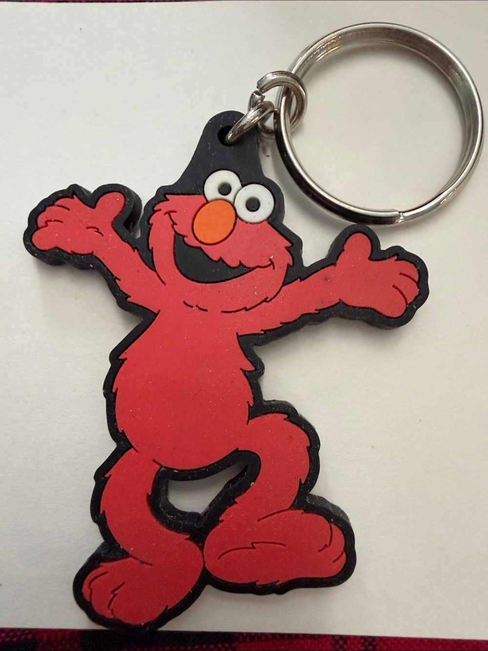 Vintage Elmo Rubber Keychain - Red Sesame Street Character